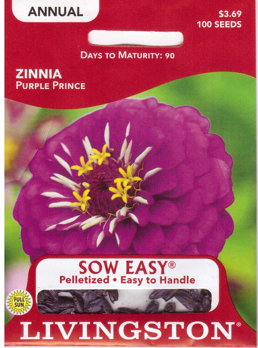 Purple Prince Zinnia - Pelletized Seed