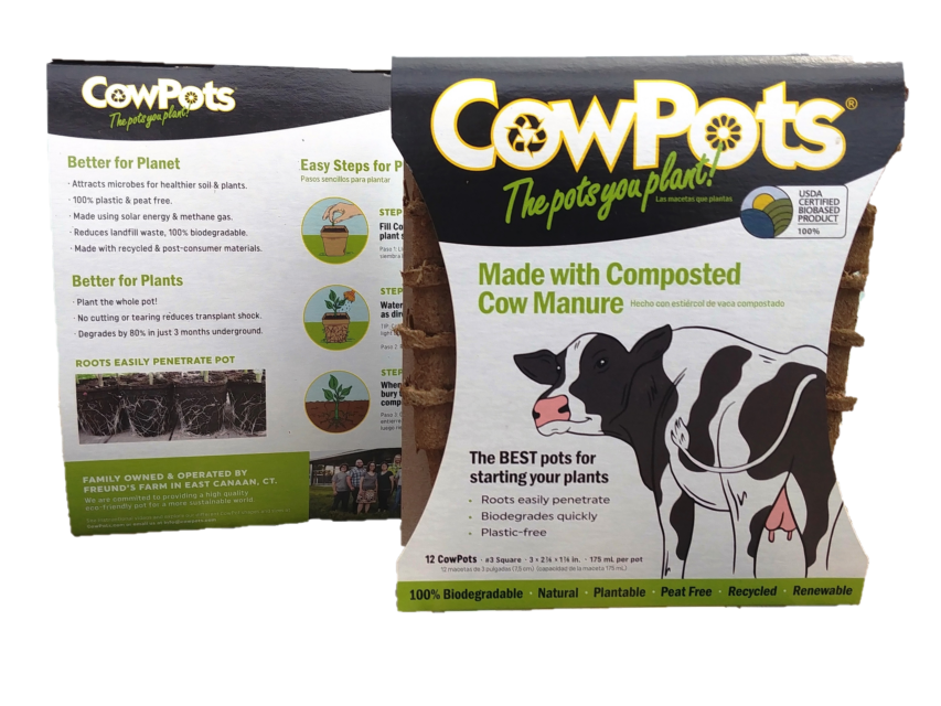 manure plant pots Cowpots Square 3"