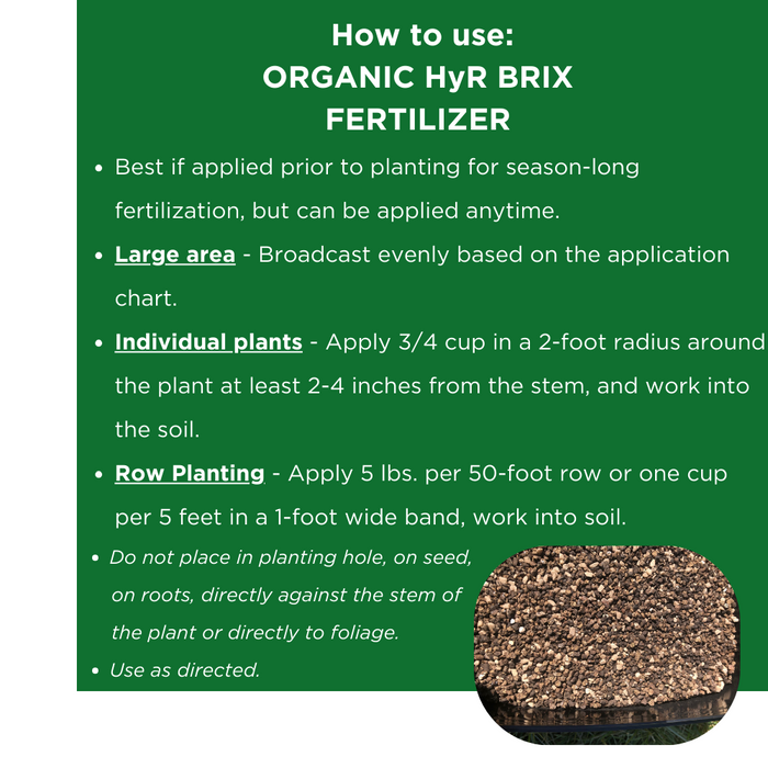 Hyr BRIX Organic Vegetable Fertilizer 1-1-8 - The Perfect Slow Release All Purpose Fertilizer Designed to Feed Your Garden, Shrubs and Trees All Season Long!