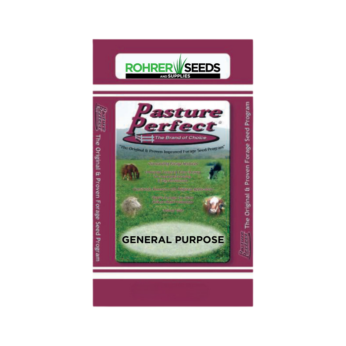 General Purpose Pasture Mixture - A Blend of Tekapo Orchardgrass, Profit Orchardgrass, Duo Festulolium, and Power Tetraploid Perennial Ryegrass Seed. Excellent for Hay and Grazing
