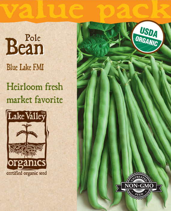 Organic Blue Lake FM1 Pole Bean (Value Pack)