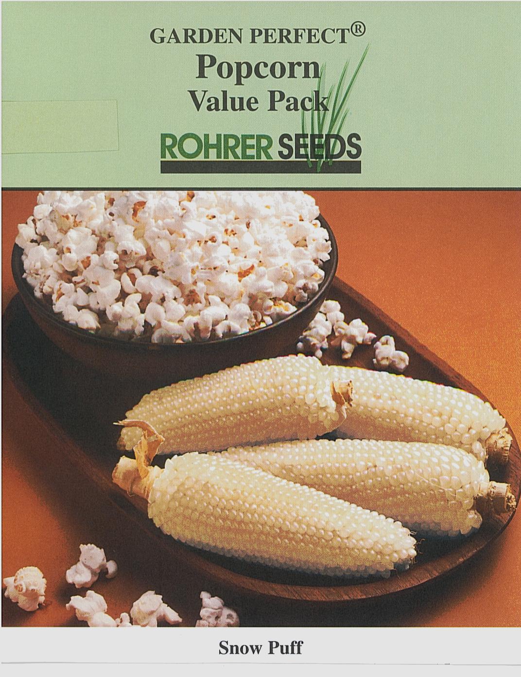 Rohrer Snow Puff White Hybrid Popcorn 1/2-lb Seed 9924102