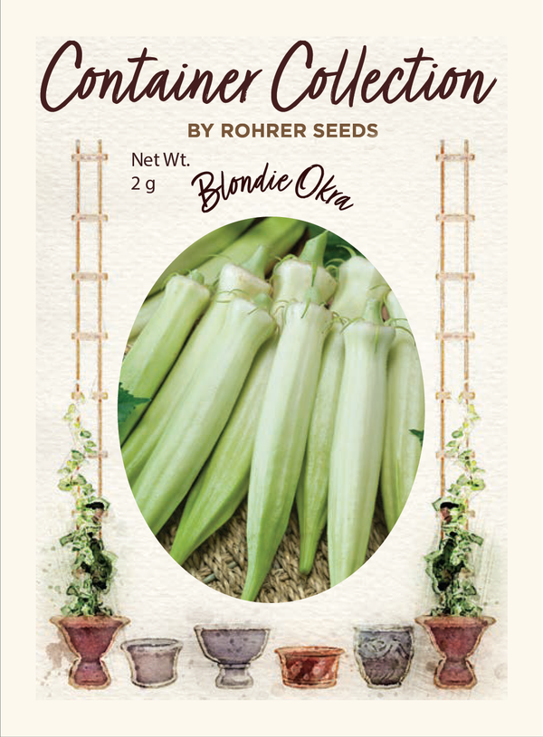 Blondy Okra (50 seeds), Container Collection Pkt